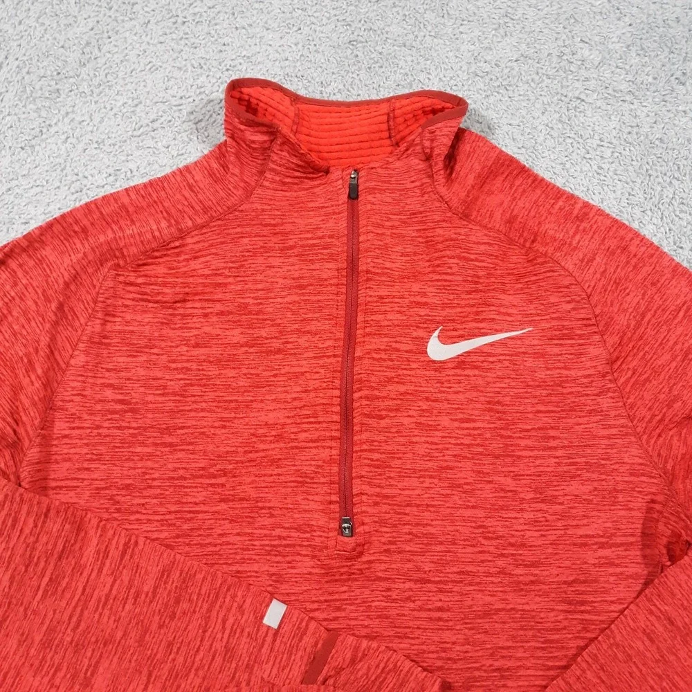 Nike Running 1/4 Zip Sweatshirt Womens Medium Burnt Orange Waffle Knit Dri-Fit